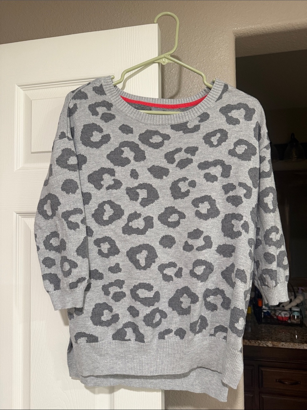 jcpenney Gray Leopard Print Crewneck Sweater